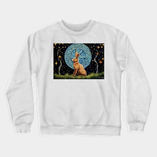 Hare, Pagan Hare, Pagan Art, Moon, Animal, Crewneck Sweatshirt